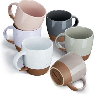 Morandi Color Ceramic Coffee Mugs Set of 6 (Large),